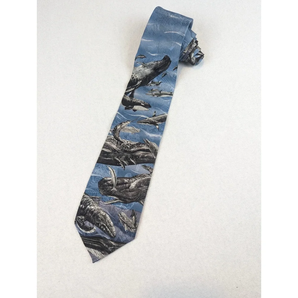 Mens Silk Tie Lot 3 Ocean Marine Life Whale Turtle Reef Addiction WWF Endangered